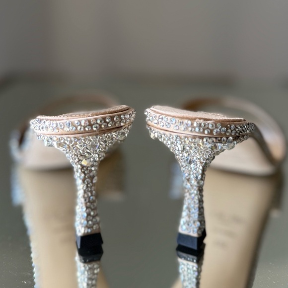 New Jimmy Choo Skye 70 Gold Satin Crystal Sandals $1,950 - Picture 12 of 14